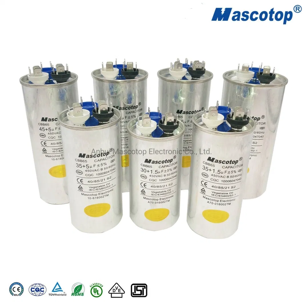 High Quality Aluminium Capacitor Cbb65 New Pruduct Mascotop Blue